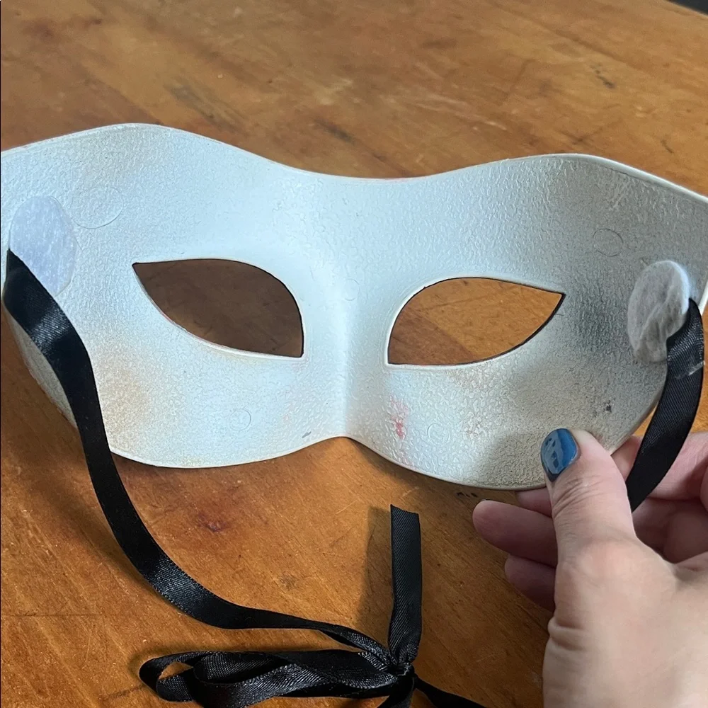 Hand-Painted Black Floral Masquerade Mask with Rhinestones